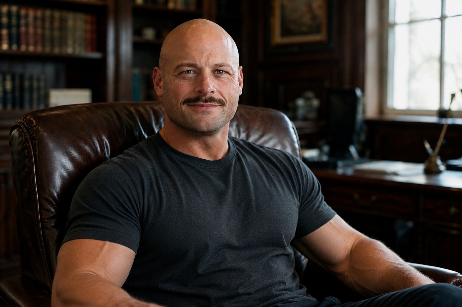 Portrait of Jay Cate seated in a study
